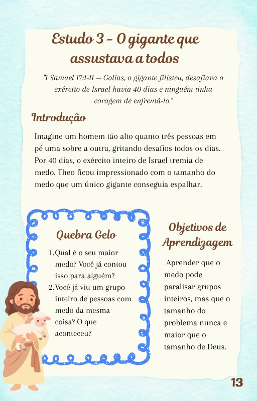 Página interna de uma história — ilustração do Theo na Arca de Noé