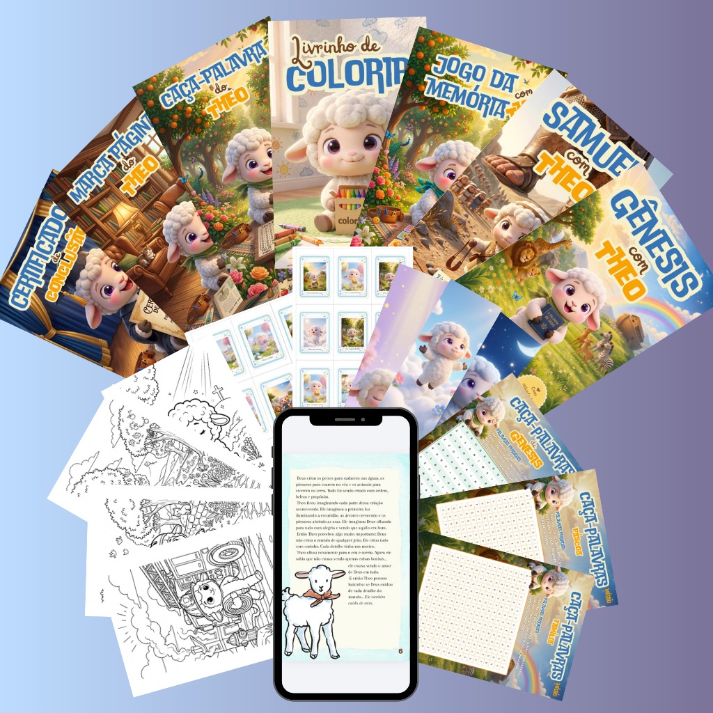 Mockup completo do kit — todos os materiais